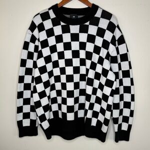 H&M Oversized Checkered Sweater Black & White (M)